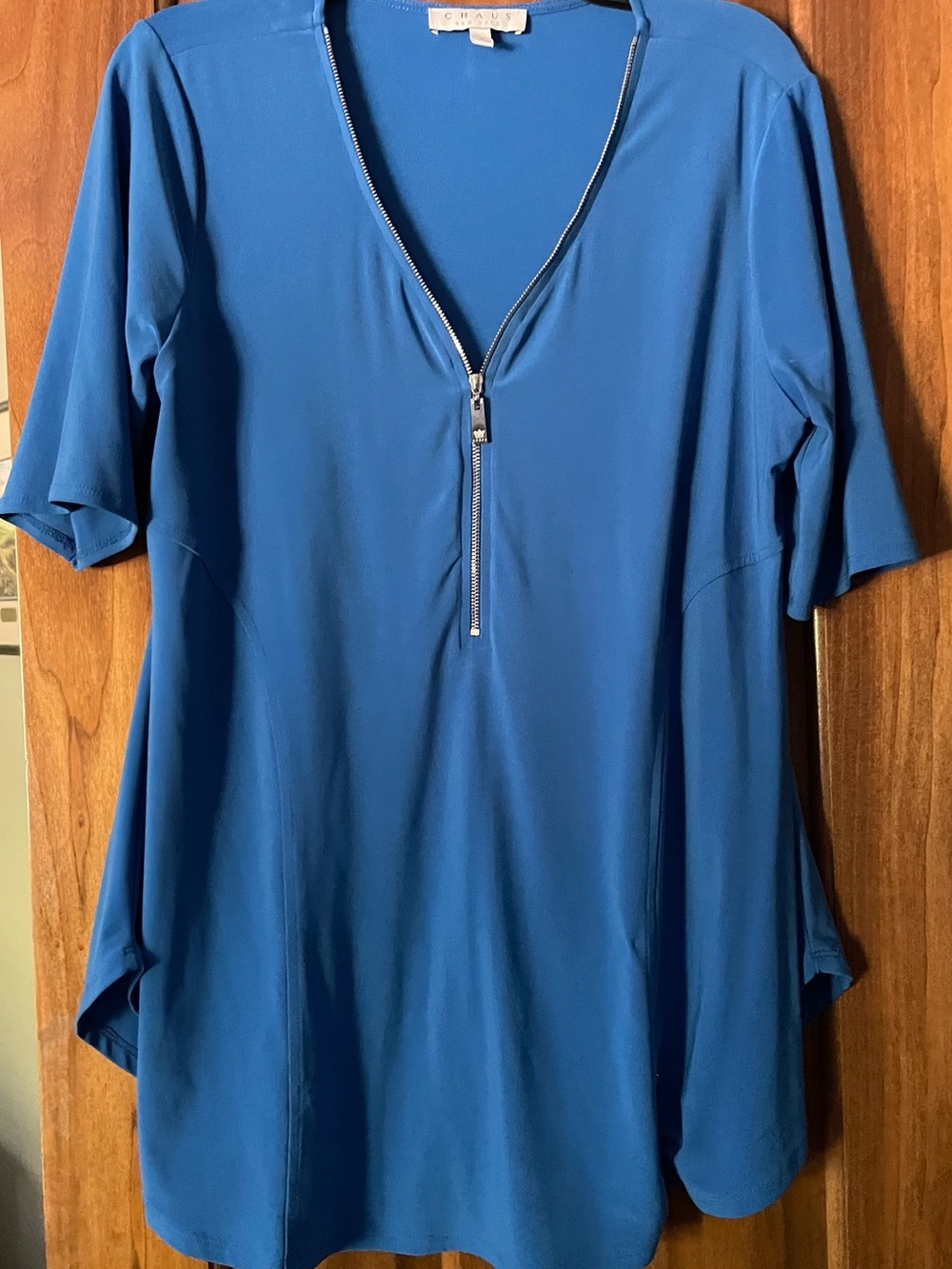 Chaus Royal Blue Zip-Front Tunic Top